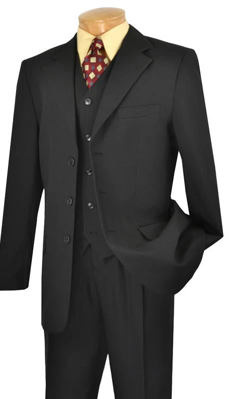 Mont Blanc Collection - Regular Fit Suit 3 Button 3 Piece In Black 1 Mont Blanc Collection - Regular Fit Suit 3 Button 3 Piece In Black