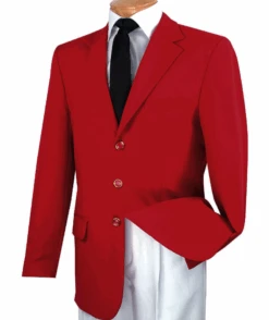 Red Regular Fit 3 Button Blazer