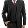 Arezzo Collection - 100% Wool Suit Modern Fit Italian Style 3 Piece In Black