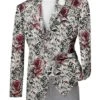 Slim Fit Floral Design Jacket In Red