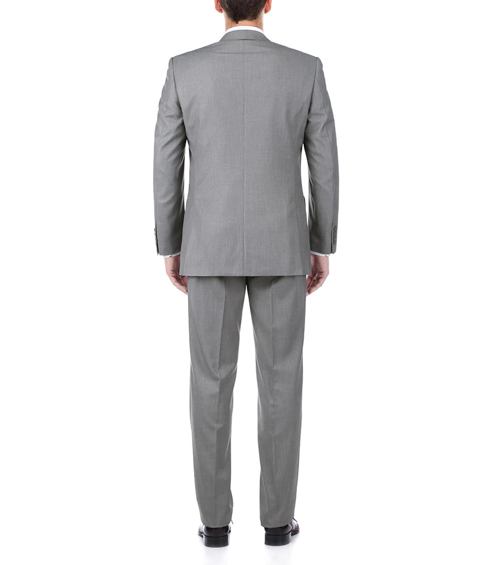 Bevagna Collection - Light Gray 100% Virgin Wool Regular Fit Pick Stitched 2 Piece Suit 3 Bevagna Collection - Light Gray 100% Virgin Wool Regular Fit Pick Stitched 2 Piece Suit - Image 3