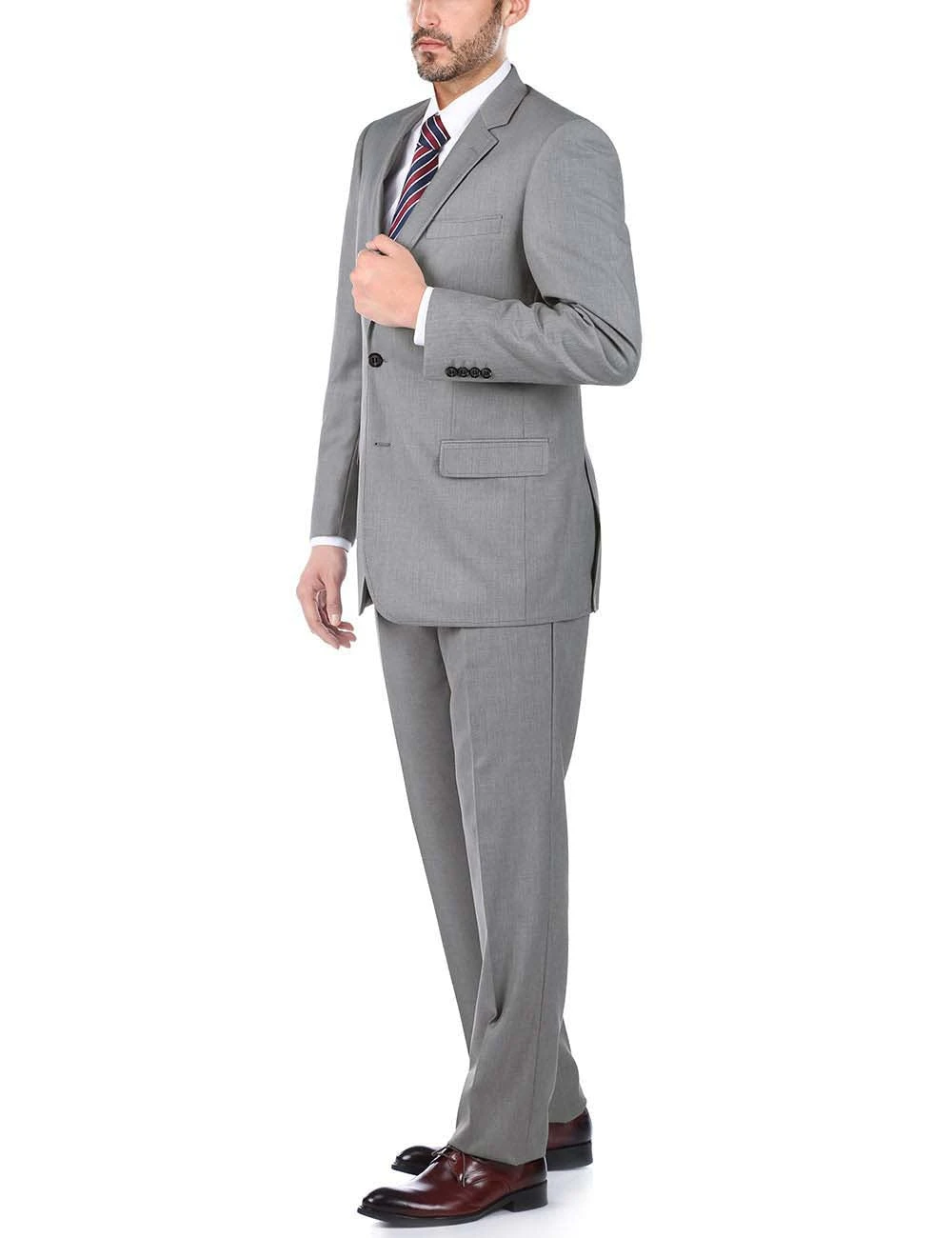 Bevagna Collection - Light Gray 100% Virgin Wool Regular Fit Pick Stitched 2 Piece Suit 4 Bevagna Collection - Light Gray 100% Virgin Wool Regular Fit Pick Stitched 2 Piece Suit - Image 4