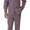 Wine Denim Feel 2 Piece Long Sleeve Walking Suit