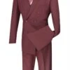 Ramses Collection - Double Breasted Suit 2 Piece Regular Fit In Burgundy
