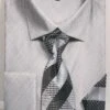 French Cuff Regular Fit Shirt In Gray With Tie, Cuff Links And Handkerchief