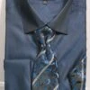 French Cuff Regular Fit Shirt In Navy With Tie, Cuff Links And Handkerchief