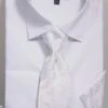 French Cuff Regular Fit Shirt In White With Tie, Cuff Links And Handkerchief