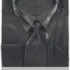Black Metallic Velvet Dress Shirt Set French Cuff