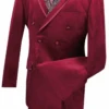 Caesar Collection - Velvet Burgundy Double Breasted Suit Regular Fit 2 Piece