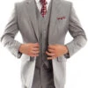 (44S) Wool Suit Modern Fit Italian Style 3 Piece In Gray