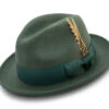 Men's Hunter Green Wool Felt Fedora Hat Snap Brim Crushable