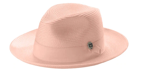 Peach Braided Wide Brim Pinch Fedora Matching Grosgrain Ribbon 1 Peach Braided Wide Brim Pinch Fedora Matching Grosgrain Ribbon