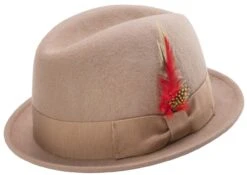 Camel Wool Felt Fedora Hat