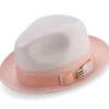 Men's Braided Straw Fedora Two Tone Weave In Peach