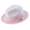 Men's Braided Straw Fedora Two Tone Weave In Pink