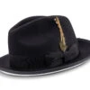 2 ¼" Brim Wool Felt Dress Hat Black With White Bottom