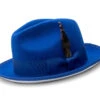 2 ¼" Brim Wool Felt Dress Hat Royal Blue With White Bottom
