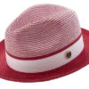 Men's Braided Two Tone Pinch Fedora Hat In Red