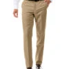Khaki Dress Pants Regular Leg Flat Front Pre-Hemmed