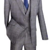 Gray Modern Fit Glen Plaid 2 Button Peak Lapel 3 Piece Suit