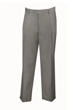 Gray Dress Pants Regular Leg Pleated Pants Pre-hemmed With Cuffs