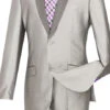 Slim Fit Shiny Sharkskin Men's 2 Piece Suit In Gray