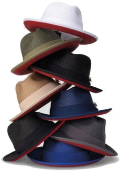 Two Tone Braided Ribbon Stingy Brim Pinch Fedora - White With Red Bottom -Outlet Suit Refined Store red bottom hats 513dc938 eb94 44ac a941 4a0a6908034a