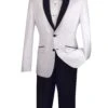 Slim Fit Shiny Sharkskin Men's 2 Piece Suit In White
