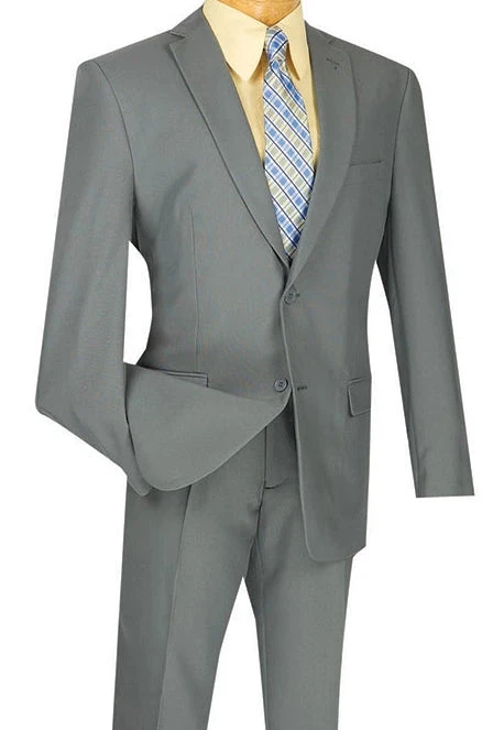 (42R) Gray Slim Fit Men's 2 Piece Business Suit 2 Button 1 (42R) Gray Slim Fit Men's 2 Piece Business Suit 2 Button