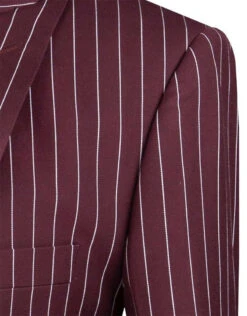 Odyssey Collection - Burgundy Regular Fit 3 Piece Suit 2 Button Gangster Stripe 5 Odyssey Collection - Burgundy Regular Fit 3 Piece Suit 2 Button Gangster Stripe -Outlet Suit Refined Store so1v2rs 9 burgundy detail