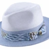 Men's Two Tone Braided Pinch Fedora In Blue