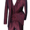 Slim Fit 3 Piece Suit Ruby Floral Pattern Matching Vest And Pants