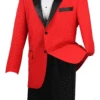 Men's Prom Tuxedo 2 Piece Fancy Lapel In Red 2 Button Design