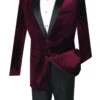 Men's Slim Fit Velvet Tuxedo 2 Piece In Wine