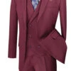 Venetian Collection - Burgundy Regular Fit Glen Plaid 2 Button 3 Piece Suit