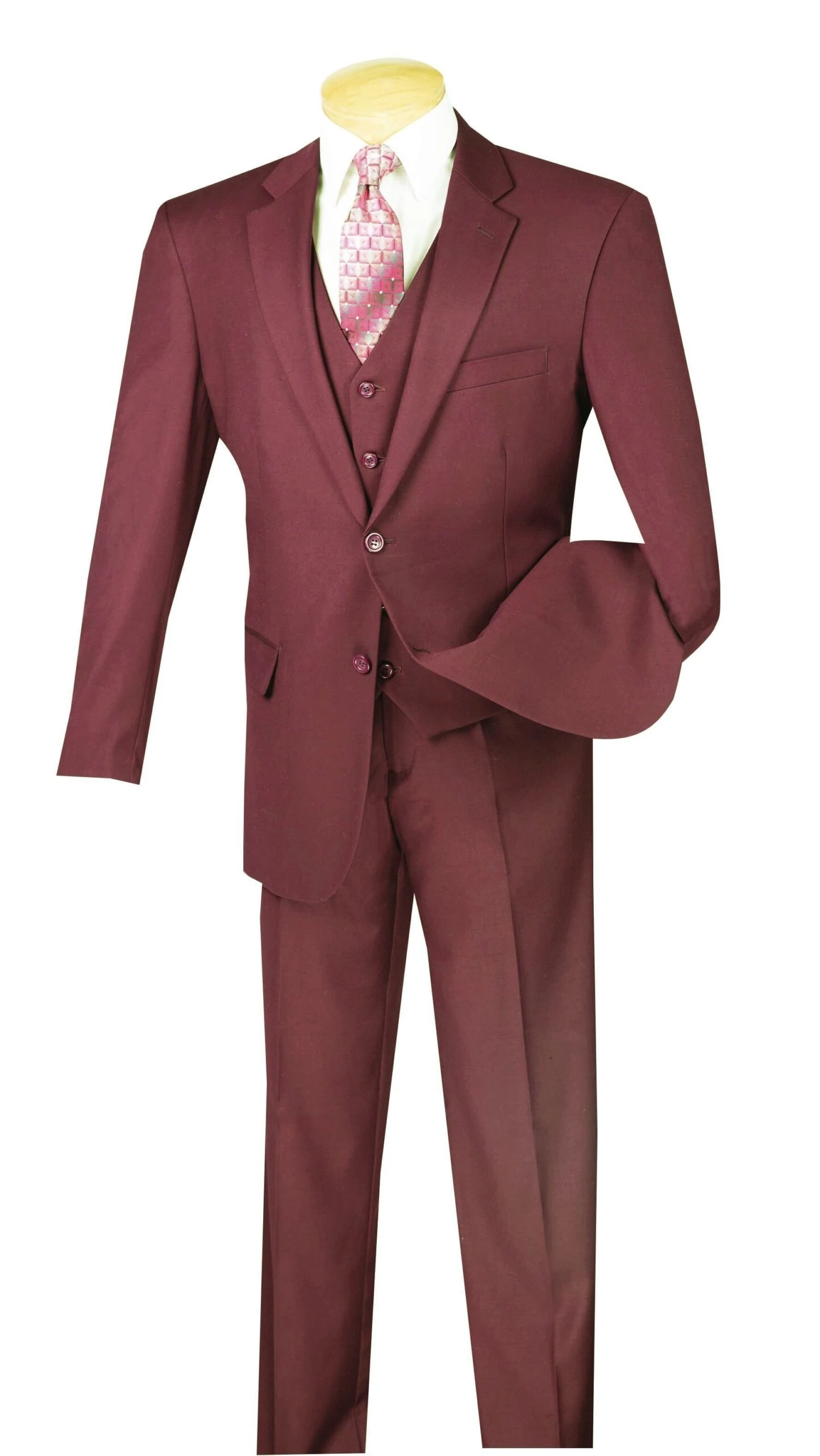 Morgan Collection - Regular Fit 3 Piece Suit 2 Button In Maroon 1 Morgan Collection - Regular Fit 3 Piece Suit 2 Button In Maroon