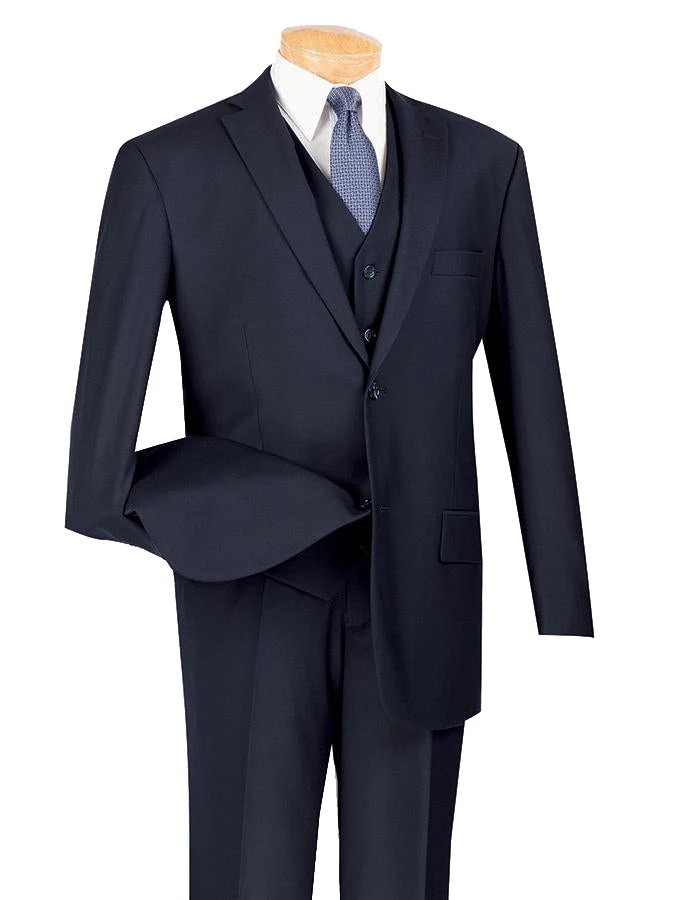 Morgan Collection - Regular Fit 3 Piece Suit 2 Button Navy 1 Morgan Collection - Regular Fit 3 Piece Suit 2 Button Navy