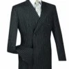 Rockefeller Collection - Double Breasted Stripe Suit Black Regular Fit 2 Piece