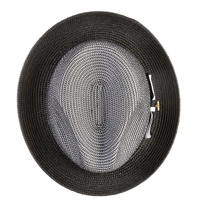 Black Braided Two Tone Stingy Brim Pinch Fedora 2 Black Braided Two Tone Stingy Brim Pinch Fedora - Image 2
